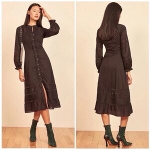 Reformation Ensly Black Midi Dress